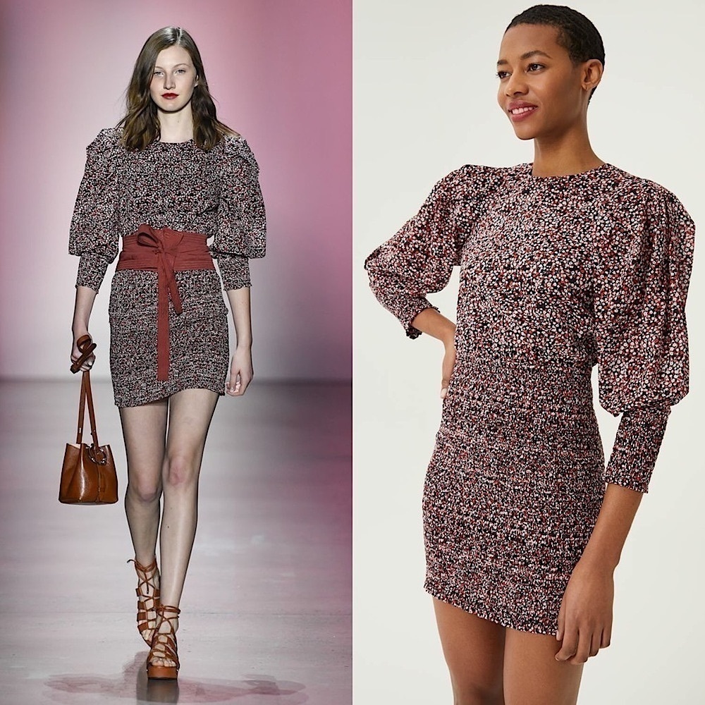 REBECCA MINKOFF Runway Mini Dress Puff Long Sleeve Smocked Skirt/Cuffs Floral S